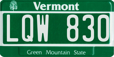 VT license plate LQW830