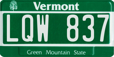 VT license plate LQW837