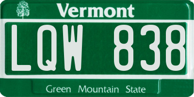 VT license plate LQW838