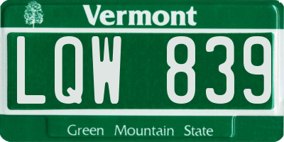 VT license plate LQW839