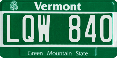 VT license plate LQW840