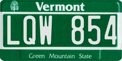 VT license plate LQW854
