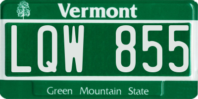 VT license plate LQW855