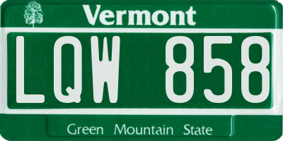 VT license plate LQW858