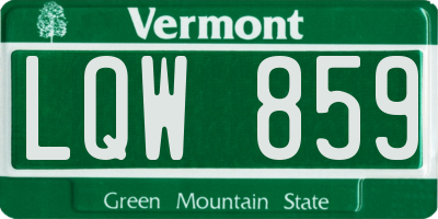 VT license plate LQW859
