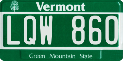 VT license plate LQW860