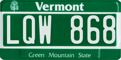VT license plate LQW868