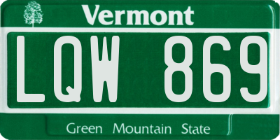 VT license plate LQW869