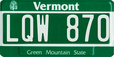 VT license plate LQW870