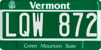 VT license plate LQW872