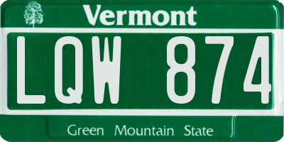 VT license plate LQW874