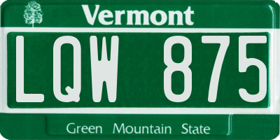 VT license plate LQW875