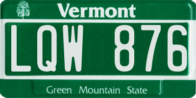 VT license plate LQW876