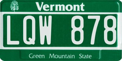 VT license plate LQW878