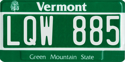 VT license plate LQW885