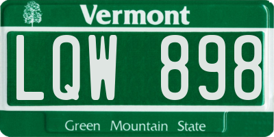 VT license plate LQW898