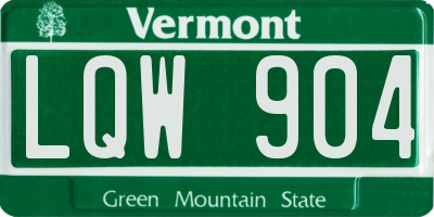 VT license plate LQW904