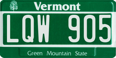 VT license plate LQW905