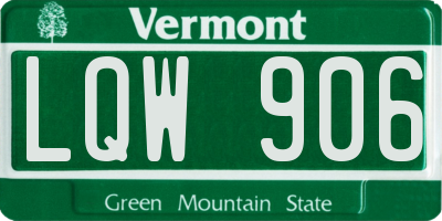 VT license plate LQW906