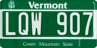 VT license plate LQW907