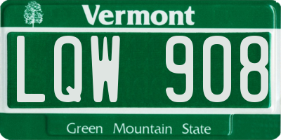 VT license plate LQW908