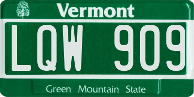 VT license plate LQW909