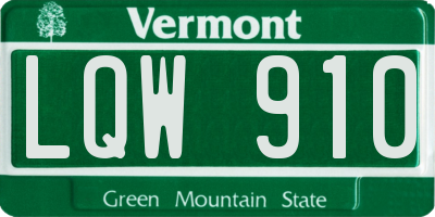VT license plate LQW910