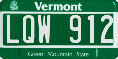 VT license plate LQW912