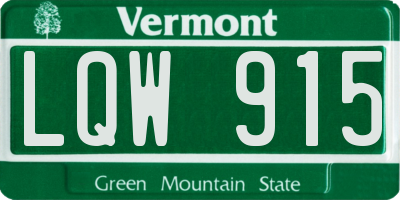 VT license plate LQW915