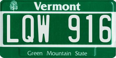 VT license plate LQW916