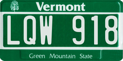 VT license plate LQW918