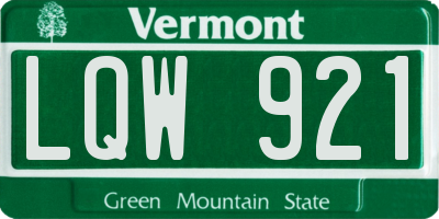 VT license plate LQW921