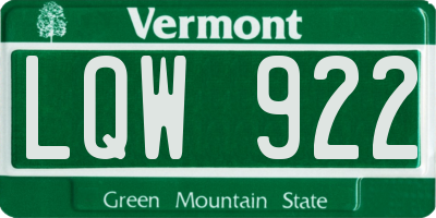 VT license plate LQW922