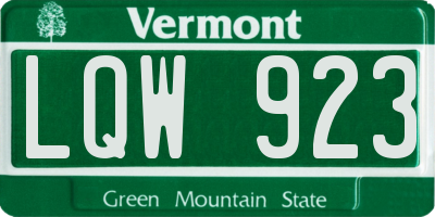VT license plate LQW923
