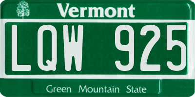 VT license plate LQW925