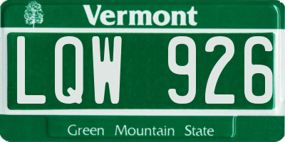 VT license plate LQW926