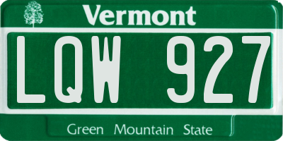 VT license plate LQW927