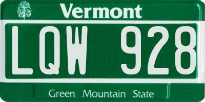 VT license plate LQW928
