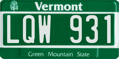 VT license plate LQW931