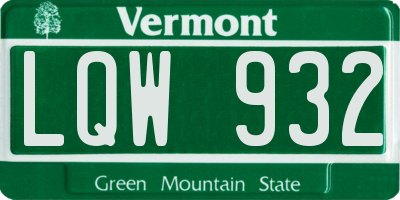 VT license plate LQW932