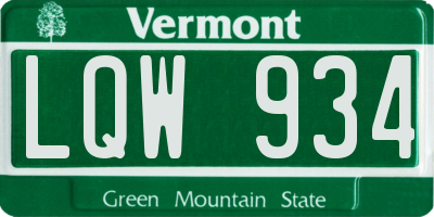 VT license plate LQW934