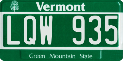 VT license plate LQW935