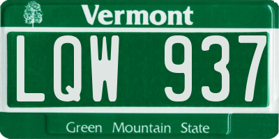 VT license plate LQW937