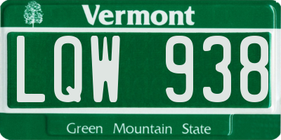 VT license plate LQW938