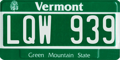 VT license plate LQW939
