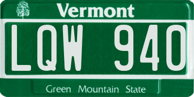 VT license plate LQW940