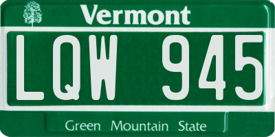 VT license plate LQW945