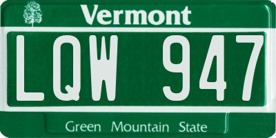 VT license plate LQW947