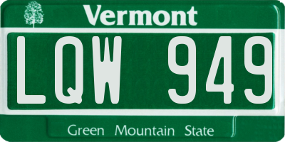 VT license plate LQW949