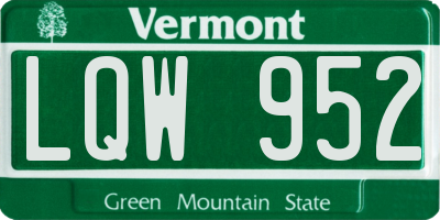 VT license plate LQW952